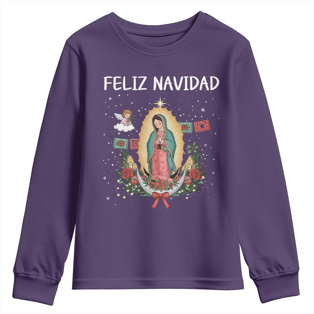 Our Lady of Guadalupe Christmas Youth Sweatshirt Feliz Navidad TS14 Purple Print Your Wear
