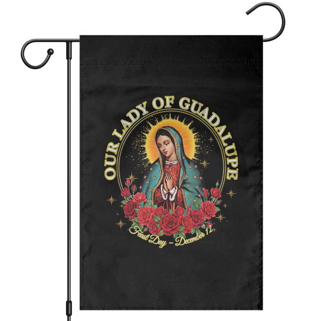 Virgen De Guadalupe Catholic Garden Flag Our Lady Of Guadalupe TS14 Black Print Your Wear