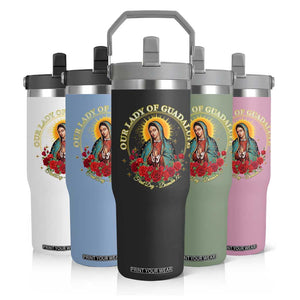 Virgen De Guadalupe Catholic Flip Straw Tumbler Our Lady Of Guadalupe TS14 Print Your Wear