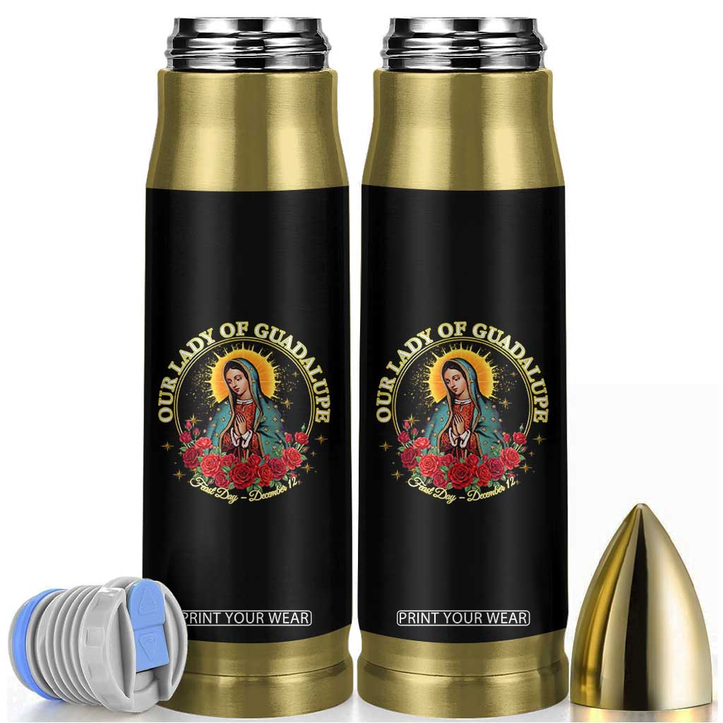 Virgen De Guadalupe Catholic Bullet Tumbler Our Lady Of Guadalupe TS14 Black Print Your Wear