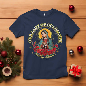 Virgen De Guadalupe Catholic T Shirt Our Lady Of Guadalupe TS14 Navy Print Your Wear