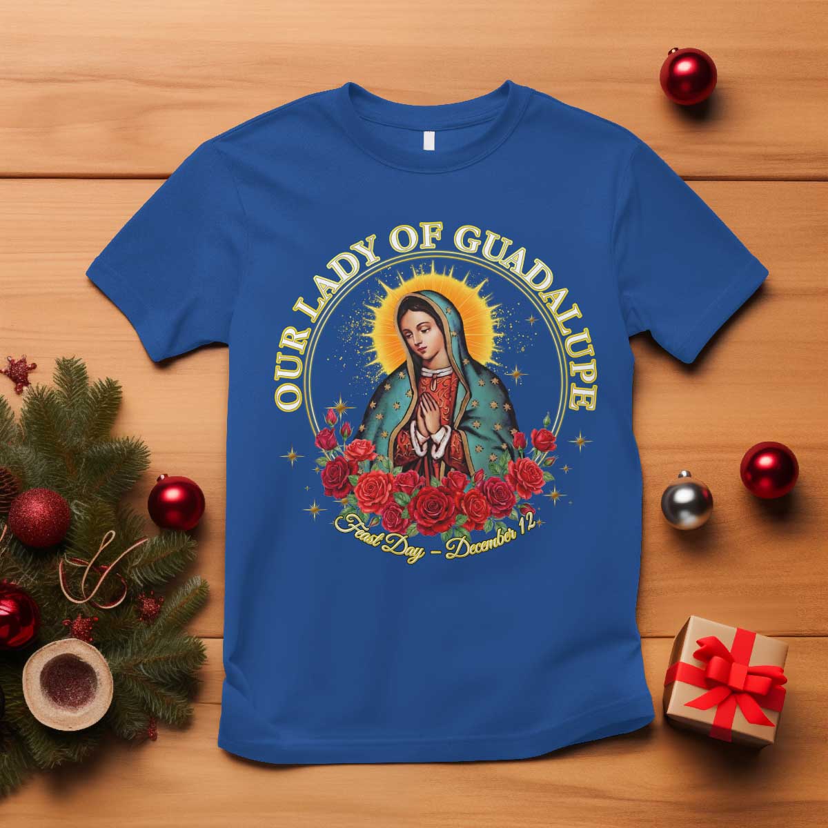 Virgen De Guadalupe Catholic T Shirt Our Lady Of Guadalupe TS14 Royal Blue Print Your Wear