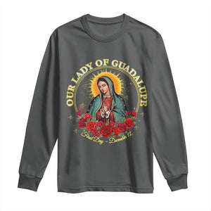 Virgen De Guadalupe Catholic Long Sleeve Shirt Our Lady Of Guadalupe TS14 Dark Heather Print Your Wear