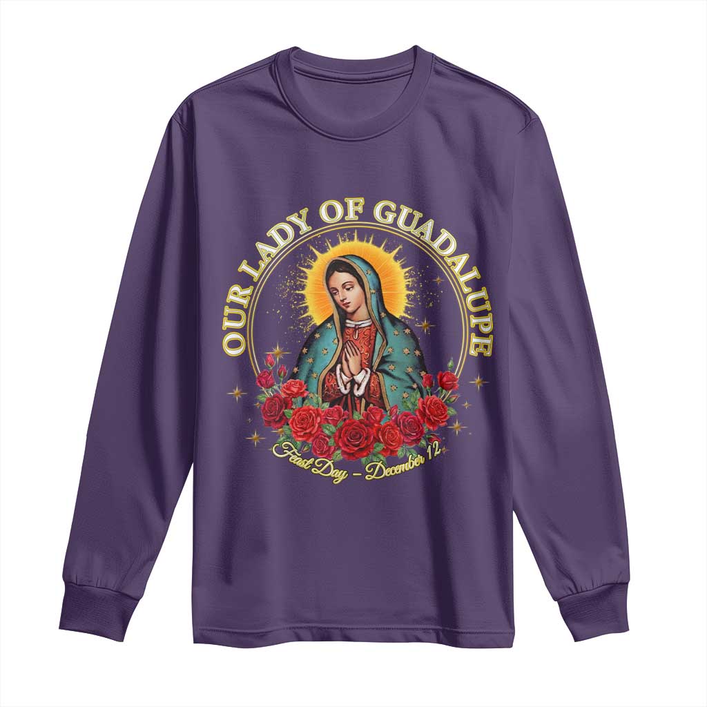 Virgen De Guadalupe Catholic Long Sleeve Shirt Our Lady Of Guadalupe TS14 Purple Print Your Wear