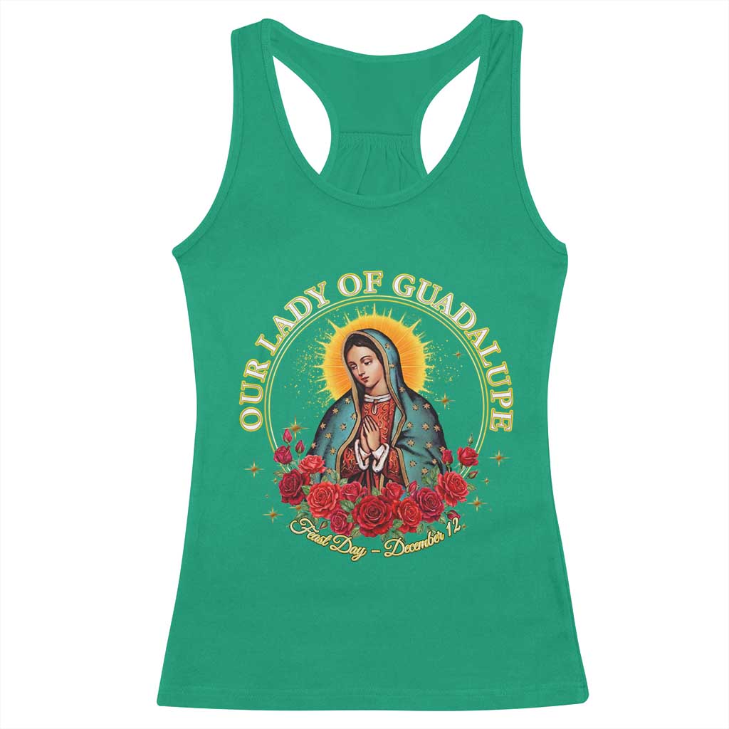 Virgen De Guadalupe Catholic Racerback Tank Top Our Lady Of Guadalupe TS14 Irish Green Print Your Wear