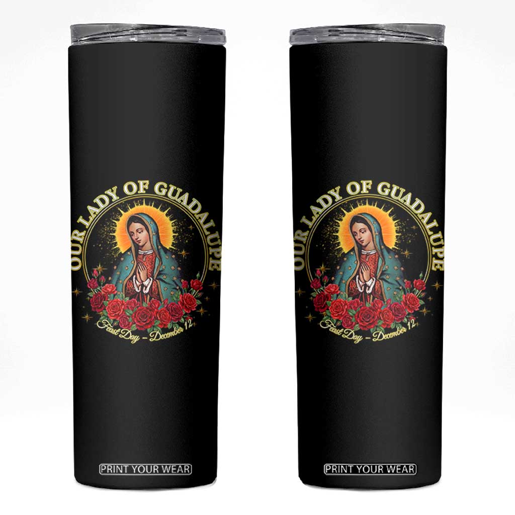 Virgen De Guadalupe Catholic Skinny Tumbler Our Lady Of Guadalupe TS14 Black Print Your Wear