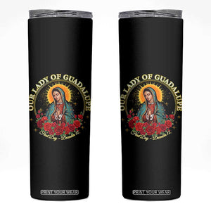 Virgen De Guadalupe Catholic Skinny Tumbler Our Lady Of Guadalupe TS14 Black Print Your Wear