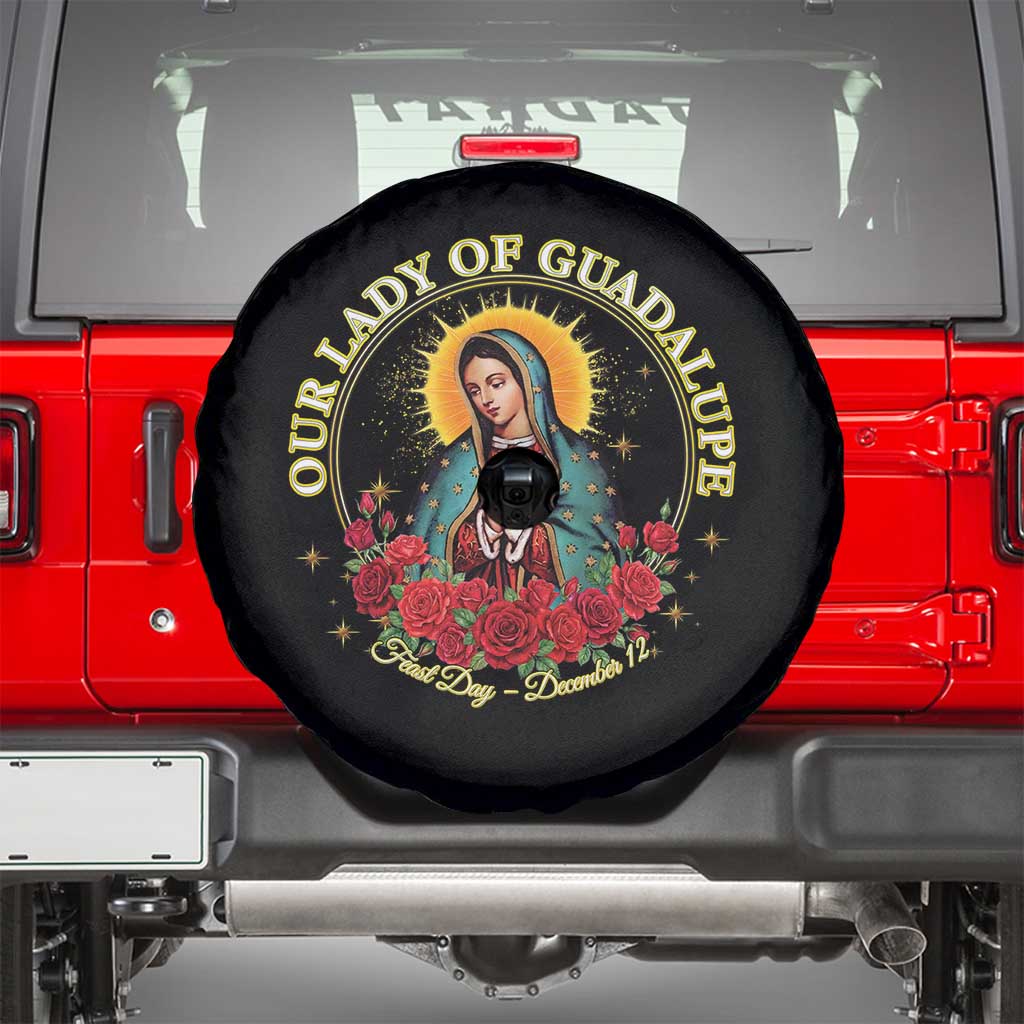 Virgen De Guadalupe Catholic Spare Tire Cover Our Lady Of Guadalupe TS14 Black Print Your Wear