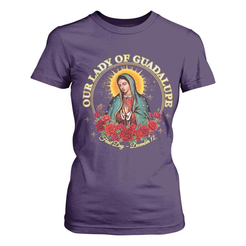 Virgen De Guadalupe Catholic T Shirt For Women Our Lady Of Guadalupe TS14 Purple Print Your Wear