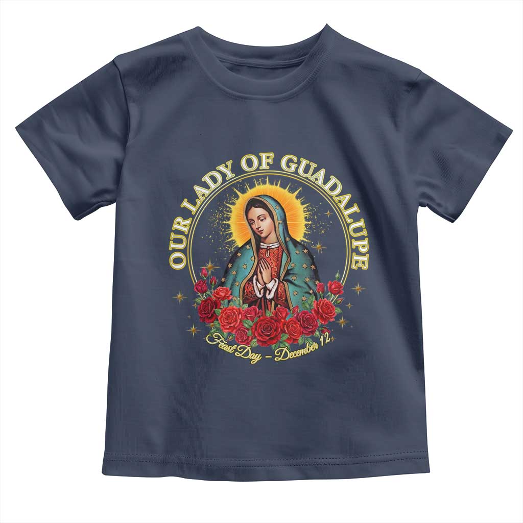 Virgen De Guadalupe Catholic Toddler T Shirt Our Lady Of Guadalupe TS14 Navy Print Your Wear
