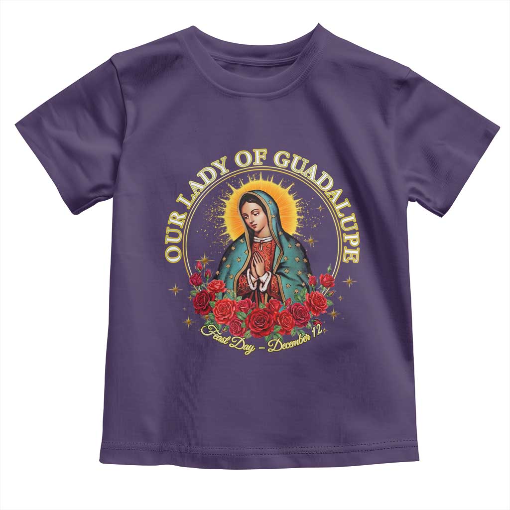 Virgen De Guadalupe Catholic Toddler T Shirt Our Lady Of Guadalupe TS14 Purple Print Your Wear