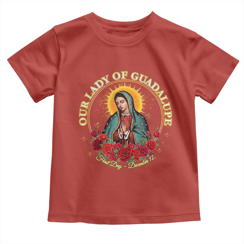 Virgen De Guadalupe Catholic Toddler T Shirt Our Lady Of Guadalupe TS14 Red Print Your Wear