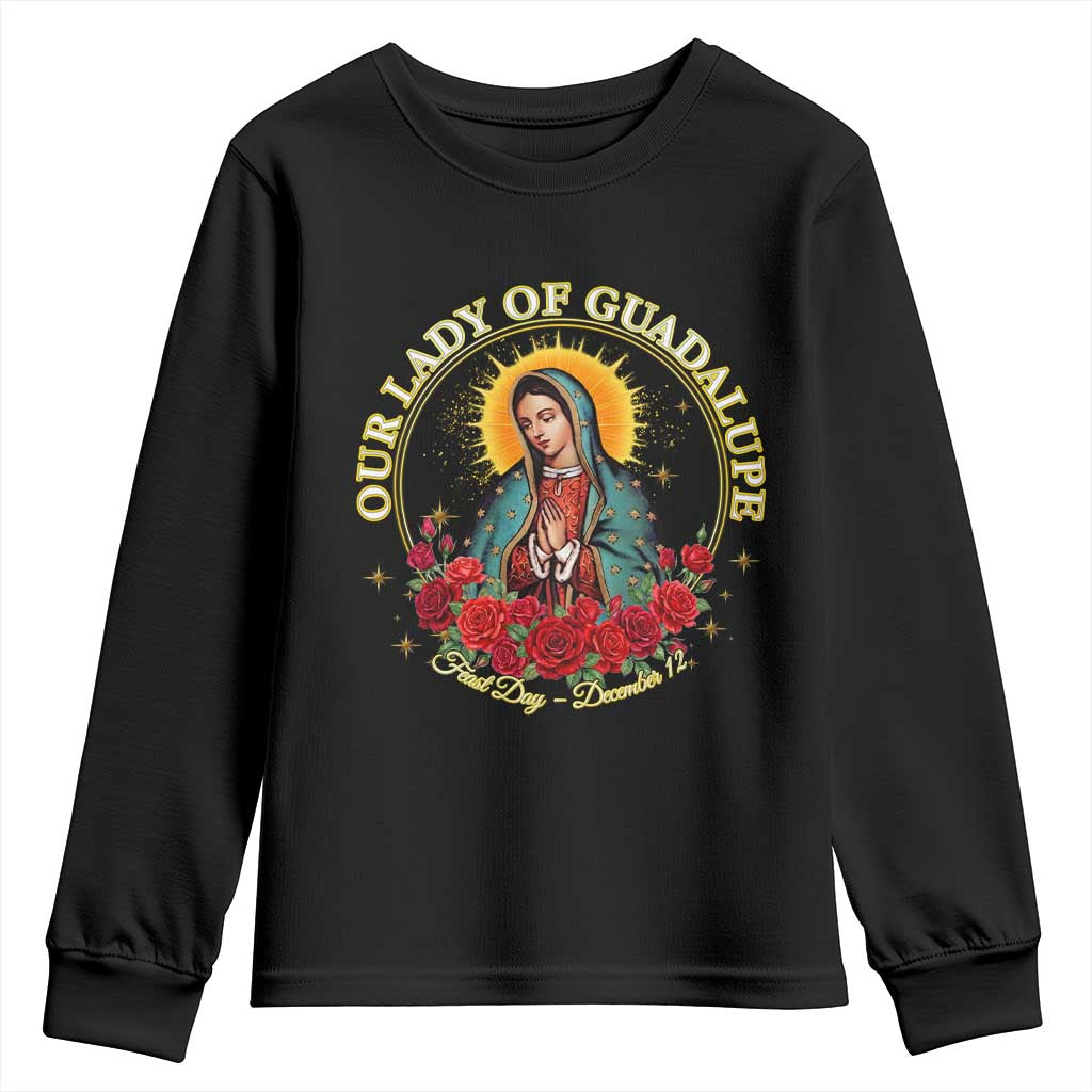 Virgen De Guadalupe Catholic Youth Sweatshirt Our Lady Of Guadalupe TS14 Black Print Your Wear
