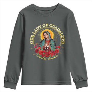 Virgen De Guadalupe Catholic Youth Sweatshirt Our Lady Of Guadalupe TS14 Dark Heather Print Your Wear