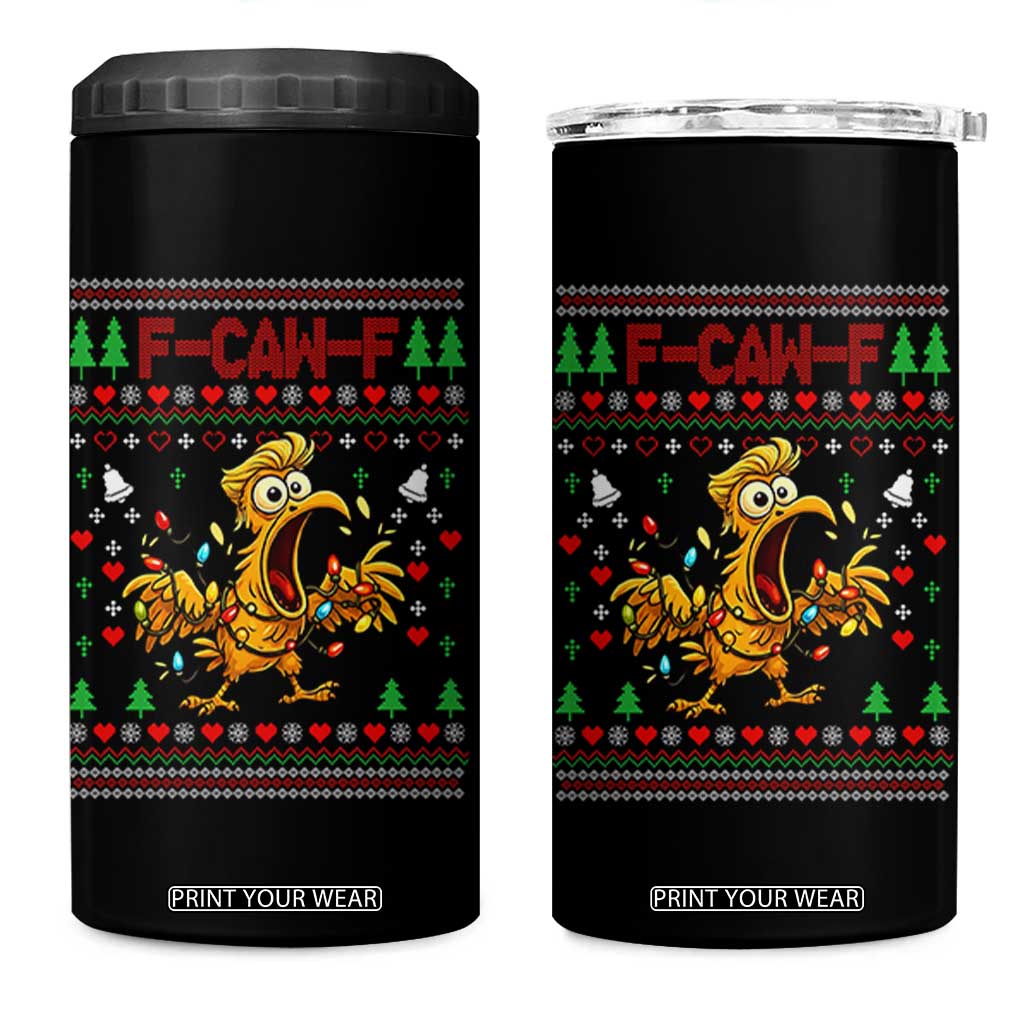 Funny Trump Chicken F Caw F Christmas 4 in 1 Can Cooler Tumbler TS14 One Size: 16 oz Black Print Your Wear