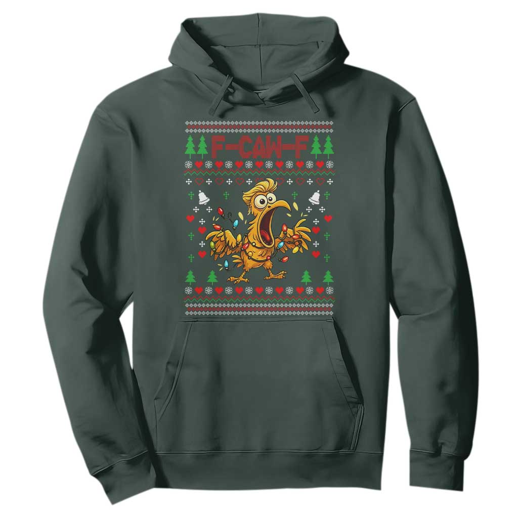 Funny Trump Chicken F Caw F Christmas Hoodie TS14 Dark Forest Green Print Your Wear