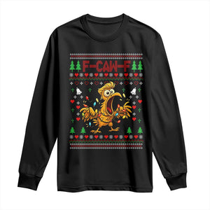 Funny Trump Chicken F Caw F Christmas Long Sleeve Shirt - Print Your Wear