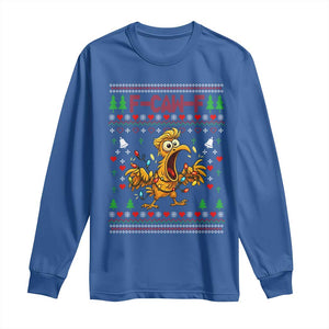 Funny Trump Chicken F Caw F Christmas Long Sleeve Shirt TS14 Royal Blue Print Your Wear