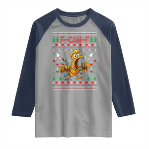 Funny Trump Chicken F Caw F Christmas Raglan Shirt TS14 Sport Gray Navy Print Your Wear