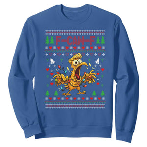 Funny Trump Chicken F Caw F Christmas Sweatshirt TS14 Royal Blue Print Your Wear