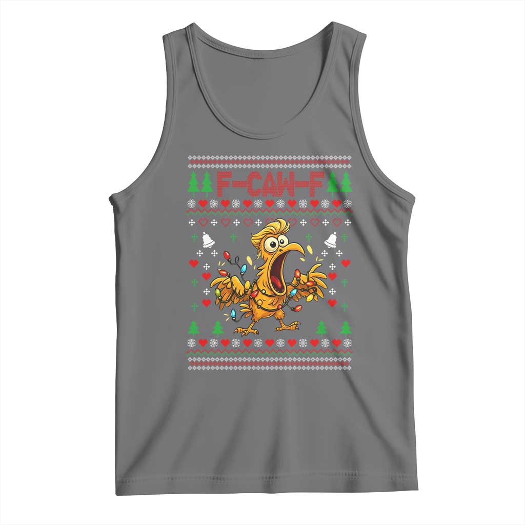 Funny Trump Chicken F Caw F Christmas Tank Top TS14 Black Heather Print Your Wear