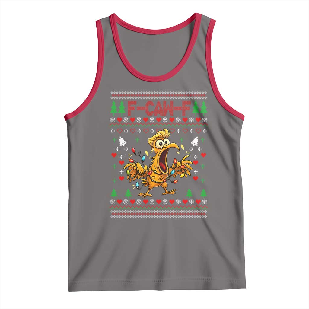 Funny Trump Chicken F Caw F Christmas Tank Top TS14 Deep Heather Red Print Your Wear