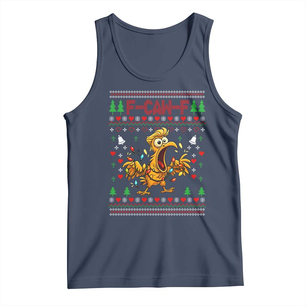Funny Trump Chicken F Caw F Christmas Tank Top TS14 Navy Print Your Wear