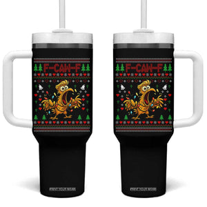 Funny Trump Chicken F Caw F Christmas Tumbler With Handle TS14 One Size: 40 oz Black Print Your Wear
