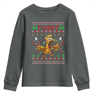Funny Trump Chicken F Caw F Christmas Youth Sweatshirt TS14 Dark Heather Print Your Wear