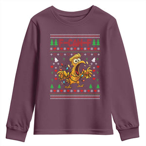 Funny Trump Chicken F Caw F Christmas Youth Sweatshirt TS14 Maroon Print Your Wear
