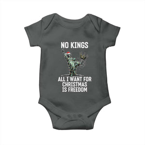 No Kings Baby Onesie All I Want For Christmas Is Freedom TS14 Dark Heather Print Your Wear