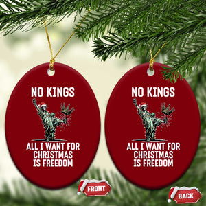 No Kings Ceramic Ornament All I Want For Xmas Is Freedom - Print Your Wear