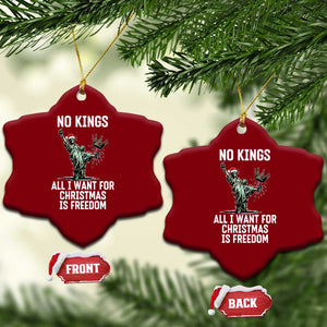 No Kings Ceramic Ornament All I Want For Xmas Is Freedom - Print Your Wear