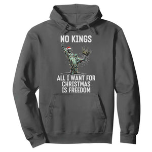 No Kings Hoodie All I Want For Christmas Is Freedom TS14 Dark Heather Print Your Wear