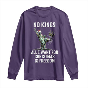 No Kings Long Sleeve Shirt All I Want For Christmas Is Freedom TS14 Purple Print Your Wear