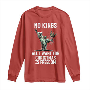 No Kings Long Sleeve Shirt All I Want For Christmas Is Freedom TS14 Red Print Your Wear