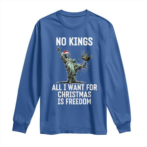 No Kings Long Sleeve Shirt All I Want For Christmas Is Freedom TS14 Royal Blue Print Your Wear