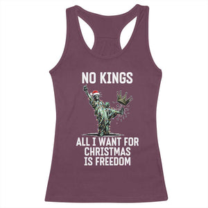 No Kings Racerback Tank Top All I Want For Christmas Is Freedom TS14 Maroon Print Your Wear
