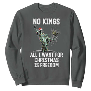 No Kings Sweatshirt All I Want For Christmas Is Freedom TS14 Dark Heather Print Your Wear