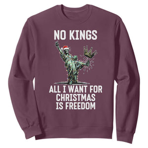 No Kings Sweatshirt All I Want For Christmas Is Freedom TS14 Maroon Print Your Wear