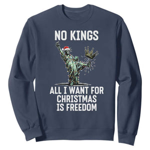 No Kings Sweatshirt All I Want For Christmas Is Freedom TS14 Navy Print Your Wear