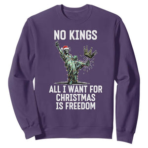No Kings Sweatshirt All I Want For Christmas Is Freedom TS14 Purple Print Your Wear