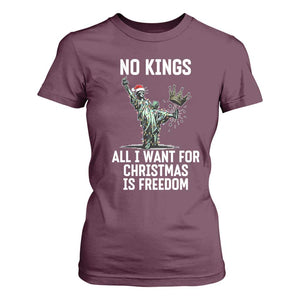 No Kings T Shirt For Women All I Want For Christmas Is Freedom TS14 Maroon Print Your Wear