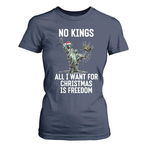 No Kings T Shirt For Women All I Want For Christmas Is Freedom TS14 Navy Print Your Wear