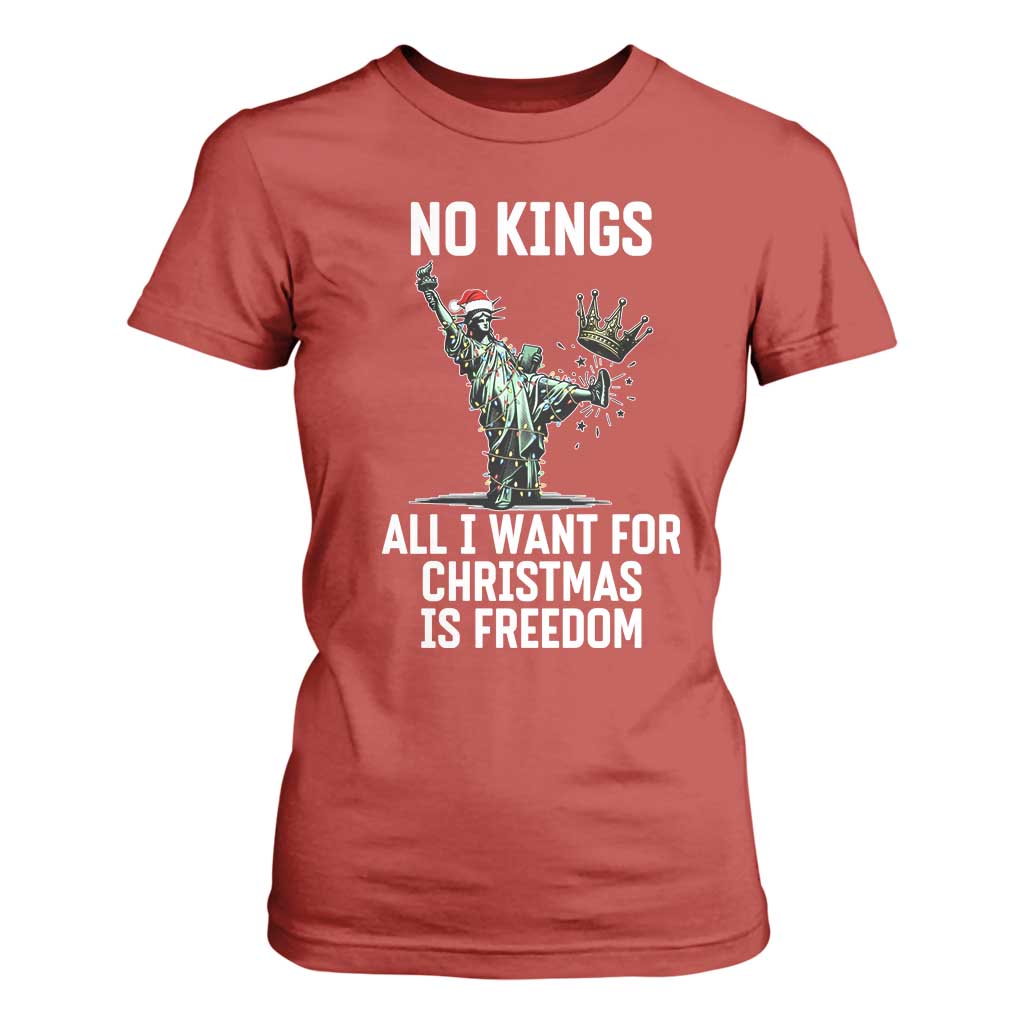 No Kings T Shirt For Women All I Want For Christmas Is Freedom TS14 Red Print Your Wear