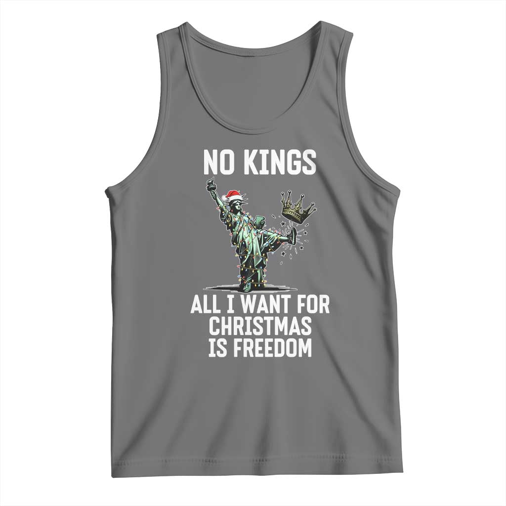 No Kings Tank Top All I Want For Christmas Is Freedom TS14 Black Heather Print Your Wear