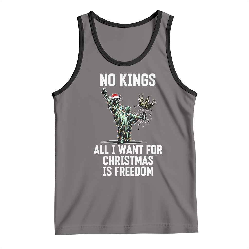 No Kings Tank Top All I Want For Christmas Is Freedom TS14 Deep Heather Black Print Your Wear