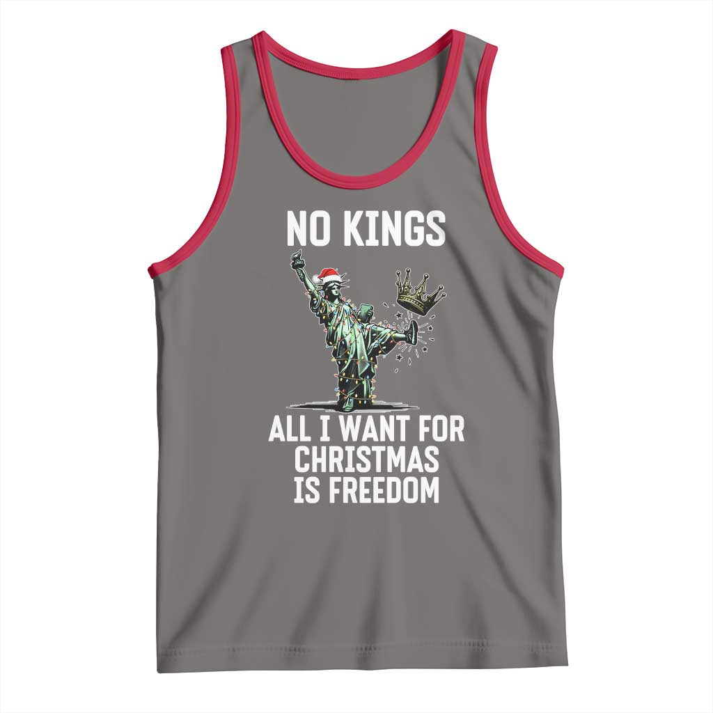 No Kings Tank Top All I Want For Christmas Is Freedom TS14 Deep Heather Red Print Your Wear