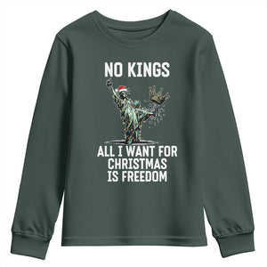 No Kings Youth Sweatshirt All I Want For Christmas Is Freedom TS14 Dark Forest Green Print Your Wear