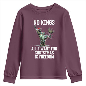No Kings Youth Sweatshirt All I Want For Christmas Is Freedom TS14 Maroon Print Your Wear